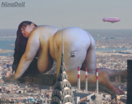 giantess collage nude giga city black_hair destruction barefoot buildings helicopter glasses topless blimp bbw lipstick sky all_fours bare_legs raised_butt bare_midriff ninadoll starshot bare_thighs