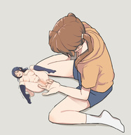 drawing collage nude masturbation black_hair color clothed drawing_collage brunette high_angle socks twintails shorts shrunken_woman closed_eyes white_socks black_socks emageht no_background bare_legs anal_fingering bare_thighs nude_tiny ehohin 8urst1