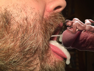 collage color tongue cum giant penis mouth unknown_artist blowjob shrunken_man source_needed beard on_penis no_background