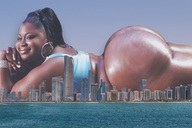 giantess collage giga city black_hair color butt ocean buildings lying_down bbw dark_skin sky earrings bracelet semi_nude bare_butt bare_legs bare_midriff bare_thighs