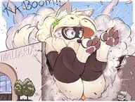 drawing growth giantess panties furry macro tail anthro mega dog blonde color long_hair butt destruction blue_eyes clothed toes buildings soles stockings superhero outgrowing_building paws sitting canine hero mask vehicles smoke thighs outdoors sky mall trees accidental bracelet dialogue heroine paw_pads debris dog_girl sound_effects sleeves dog_ears shnider accidental_destruction hair_pin ncmares yohomeboync yohomeboyraps raps eyemask she-rex