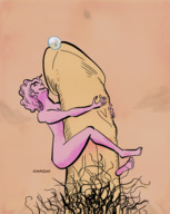 drawing color cum male penis pubic_hair shrunken_woman hugging penis_hug no_background cammie sizeadjust