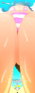 bikini drawing micro tail black_hair color blue_eyes beach cleavage wet cat_ears tiny low_angle camel_toe underboob looming cat_girl clouds outdoors sky june point_of_view mspaintgts bare_legs striped_bikini bare_midriff bare_thighs
