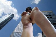 giantess collage panties city mega black_hair color buildings looking_down clouds outdoors sky point_of_view looking_at_viewer semi_nude perspective bare_legs bare_midriff bare_thighs cronosexura lucya1411