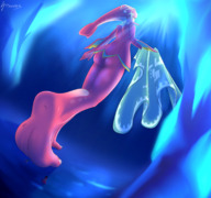 drawing giantess feet furry anthro upskirt color butt barefoot soles red_eyes smiling walking unaware thighs on_butt red_skin scalie the_legend_of_zelda bare_legs gift_art fins thunderafterdark mipha the_legend_of_zelda_breath_of_the_wild fish_girl princess_zelda_(the_legend_of_zelda)