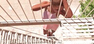 giantess blonde color high_heels high_angle looking_down outdoors point_of_view digital_render bare_legs velocity-vektor