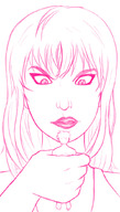 drawing monochrome long_hair clothed angry unknown_artist hand pencil_drawing top source_needed handled no_background looking_at_tiny