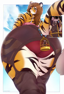 drawing giantess nude panties furry macro tail anthro tiger color large_breasts long_hair butt green_eyes brunette stockings hyena low_angle shrunken_woman cage dangle tigress clouds outdoors caged sky jewelry looking_back bracelet semi_nude rear_view behind_view sukebepanda cutaway human_jewelry worn humiliated wildpainted uchoa african_dog micro_jewelry rear jewerly