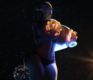 breasts giantess panties giga alien space large_breasts butt destruction blue_eyes planet cleavage huge_breasts breast_crush topless planets blue_skin explosion planet_destruction stars glowing_eyes digital_render mass_effect liara analternateusername liara_tsoni asari terra hyracor huge_braests