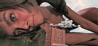 giantess nude mega blonde color buildings green_eyes topless lying_down lake smoke clouds outdoors sky digital_render bare_legs bare_midriff velocity-vektor bare_thighs