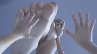 breasts nipples crush nude feet blonde comic color toes barefoot soles topless scared underboob foot_crush shrunken_woman looking_down under_foot nail_polish point_of_view raised_foot apartment looking_at_victim pleading imminent_crush looking_at_tiny digital_render bare_legs helen lfcfan adeline bare_midriff bare_thighs