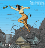 drawing nude macro city black_hair color butt destruction giant barefoot rampage buildings helicopter military short_hair cow gay explosion collar unaware hooves outdoors sky choker semi_nude demolition bovine femboy bare_legs feminine sissy femboi bare_thighs highland