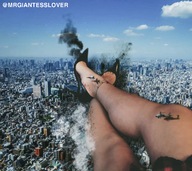 giantess crush collage giga city color destruction high_heels buildings blood lying_down legs airplane clouds outdoors sky leg_crush bare_legs mrgiantesslover thefry1984