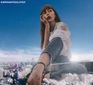 giantess collage giga city color long_hair destruction clothed buildings brunette sitting japan airplane lipstick tokyo clouds outdoors sky earrings debris mrgiantesslover