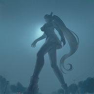 drawing upskirt monochrome long_hair clothed skirt low_angle ponytail outdoors sky point_of_view fog kantai_collection yamato initialg_a1