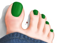 drawing giantess micro feet color barefoot anime shrunken_man between_toes looking_up nail_polish