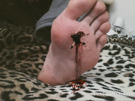 crush collage feet color clothed barefoot soles bed blood gore foot_crush shrunken_woman indoors bedroom mrgiantesslover