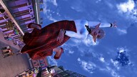 giantess white_hair city color clothed buildings smiling clouds outdoors sky flats jump pointed_ears digital_render velocity-vektor
