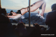 giantess collage giga city color destruction barefoot buildings lying_down piercings window clouds outdoors sky hat tattoo looking_at_viewer semi_nude baseball_cap debris bare_legs raised_butt bare_midriff bare_thighs mrgiantesslover lasnorlax