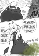 drawing giantess crush comic monochrome butt clothed butt_crush anime ponytail sitting fart unaware shrunken_man looking_back dialogue rear_view no_background my_hero_academia cutaway sitting_on_tiny gtstamago greyscale itsuka_kendo neito_monoma