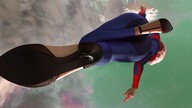 giantess giga color butt clothed high_heels pink_hair short_hair supergirl clouds sky rear_view digital_render velocity-vektor