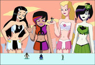 drawing growth giantess city mega alien blonde black_hair color large_breasts long_hair robot handheld skirt buildings purple_eyes smiling gloves red_hair short_hair boots navel hand pink_eyes palm looking_down giantesses lipstick clouds sky costume earrings belt ripped_clothing handled white_skin looking_at_tiny highlights dc_comics bare_legs shrinking_violet nightcore100 legion_of_superheroes flower_in_hair bare_midriff looking_at_tinies hair_streak saturn_girl phantom_girl triplicate_girl black_lipstick lighting_lad boncuing_boy brainiac_5 chameleon_boy timber_wolf