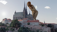 giantess nude city mega color long_hair pubic_hair buildings topless red_hair clouds outdoors sky sideboob church amanda digital_render bare_legs bare_midriff bare_thighs t0xicvap0r1 brno