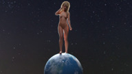 nipples giantess crush nude feet earth giga blonde space color long_hair planet barefoot topless foot_crush walking looking_at_viewer stars digital_render bare_legs bare_midriff bare_thighs terra t0xicvap0r1