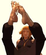 drawing blonde color clothed toes barefoot soles yellow_eyes between_feet soul_eater no_background rammzi medusa_gorgon