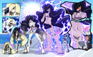 drawing growth pokemon nude blushing blonde comic aroused black_hair color clothed toes barefoot ocean soles topless yellow_eyes smiling transformation outdoors sky nail_polish mostlyfunstuff sadistic_smile bare_legs bare_midriff lusamine_(pokemon) pokemon_sun_and_moon bare_thighs ultra_wormhole berserk jumpingbeetle ultra_space