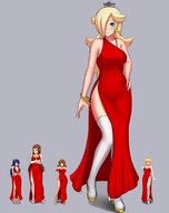 drawing blonde color blue_eyes clothed dress short_hair unknown_artist super_mario bracelet source_needed no_background princess_rosalina