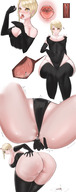 breasts drawing giantess insertion vore blonde color tongue butt clothed mouth cleavage saliva yellow_eyes gloves short_hair anal_insertion hand mawshot stomach shrunken_man fingers black_gloves butthole bare_butt handled rear_view no_background cleavage_window raised_butt nude_tiny inner_view adh_9_
