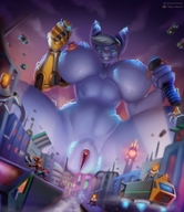breasts drawing growth nipples giantess nude pussy furry anthro city mega color large_breasts destruction blue_eyes buildings huge_breasts topless smiling short_hair underboob looking_down cruel grey_hair lombax handled bare_legs ratchet smirking ratchet_and_clank bare_midriff looking_at_tinies clank bare_thighs rivet vittorionobile rift_apart prosthetic_arm