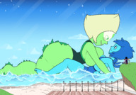 breasts drawing growth giantess blushing wings alien space color butt planet barefoot water blue_hair huge_breasts breast_expansion smiling symmetrical_docking dress lying_down moaning kissing blue_skin lesbians giantesses clouds outdoors sky stars semi_nude in_water visor breast_grab wide_hips thick_thighs green_skin biting_lip steven_universe lapis_lazuli peridot wardrobe_malfunction ass_expansion frosty_roy knarfdarf asymmetrical_docking naughty_face