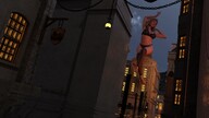 nipples city mega blonde color long_hair barefoot buildings topless sitting underboob lingerie river clouds outdoors sky closed_eyes sitting_on_building digital_render bare_midriff velocity-vektor giatness