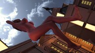 nipples nude city mega blonde color long_hair barefoot buildings topless sitting clouds outdoors sky closed_eyes sideboob bare_butt sitting_on_building digital_render bare_back bare_legs bare_midriff velocity-vektor bare_thighs giatness