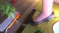 giantess feet city mega color high_heels street bus vehicles outdoors trees digital_render velocity-vektor