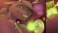 breasts drawing nipples giantess micro nude furry macro comic color blue_eyes shrinking climbing brunette topless smiling shrunken lying_down short_hair looking_down antlers dialogue on_nipple deer shrink_gun looking_at_tiny smirking tdart doe intonyeon professor_inteleon flyfeline