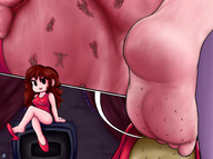 drawing crush feet color long_hair clothed toes barefoot high_heels soles shoes brunette smiling in_shoe dress foot_crush unaware shrunken_people under_foot looking_at_viewer stuck_to_foot bare_legs dipseli324 friday_night_funkin titaniumjamey girlfriend_(friday_night_funkin)