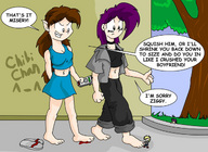 drawing feet color barefoot anime purple_hair blood story shrunken_men foot_crush chibichan fantasize misery ziggy