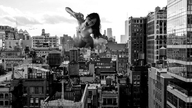 nipples giantess collage nude city mega monochrome long_hair destruction buildings topless clouds outdoors sky roar bare_legs bare_midriff grayscale bare_thighs gtsproductions