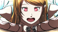 drawing giantess blonde color long_hair clothed red_eyes goddess smiling knights lying_down hand looking_down close_up fingers nails tinies rings earrings lily raised_butt looking_at_tinies heart_pupils picojin heart_eyes