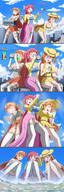 drawing growth gentle giantess panties giga city upskirt comic long_hair blue_eyes clothed cleavage skirt green_eyes red_eyes huge_breasts smiling gloves red_hair worship looking_down mountains giantesses drinking clouds outdoors sky white_panties hat bracelet orange_hair hairband white_gloves cleavage_window thedaibijin bare_legs looking_at_tinies mikeyj1093 aniza jewel elesia radioactive