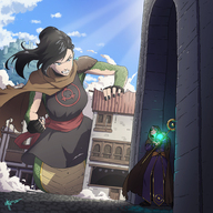 breasts drawing giantess crush city black_hair color long_hair destruction blue_eyes clothed fantasy rampage angry castle snake town looking_down magic clouds outdoors sky snake_girl nail_polish cape wizard scalie zerohour99 solarheart21 monstergirl