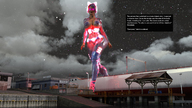 giantess mega color robot cleavage smiling boots pink_eyes eva clouds night sky ships looking_at_viewer stars semi_nude sabrina glowing_eyes sci_fi redfiredog digital_render machine cyberpunk sizepunk