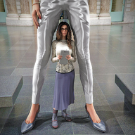 color long_hair clothed high_heels brunette mini_giantess pants indoors fierce-invalid nail_polish bracelet seth digital_render smartphone sw