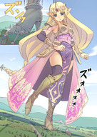 drawing giantess crush feet landscape blushing giga blonde color long_hair armor destruction blue_eyes clothed high_heels buildings monsters anime seo_tatsuya angry low_angle dress boots foot_crush crown walking looking_down mountains smoke clouds shoe_crush outdoors sky japanese_text tinies braid boot_crush thigh_highs trees raised_foot tiara debris armour looking_at_tiny pointed_ears the_legend_of_zelda cutaway hylian link_(the_legend_of_zelda) princess_zelda_(the_legend_of_zelda) plains bare_thighs 瀬尾 seo-t wristguards chestplate