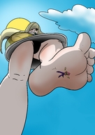 drawing crush pokemon panties feet upskirt blonde color long_hair clothed toes barefoot skirt soles green_eyes low_angle smiling foot_crush looking_down clouds outdoors sky under_foot point_of_view raised_foot black_panties stuck_to_foot imminent_crush looking_at_tiny bare_legs jojos_bizarre_adventure entrecoxas lusamine_(pokemon) pokemon_sun_and_moon beysterdude diavolo golden_wind
