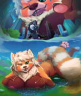drawing nipples giantess crush furry macro dragoness giga horns tail city mega color tongue butt destruction barefoot cleavage buildings green_eyes huge_breasts topless low_angle hand looming looking_down clouds outdoors sky sideboob bare_butt paw_pads scalie bare_back red_panda bare_legs cinder kainetfox demiwah bare_thighs bare_paws bitsonme gravity