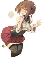drawing color butt clothed skirt fairy brunette yellow_eyes short_hair shrunken_people collection looking_back no_background kantai_collection sleeves taihou wide 4girls spoken exclamation_mark utopiavl